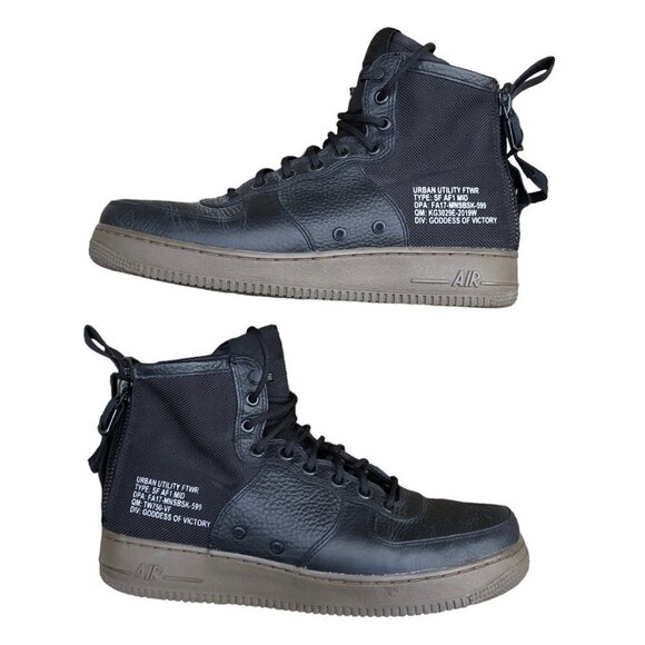 2017 Nike Air Force 1 Mid Black Dark Hazel Size 11 Black - Picture 2 of 16